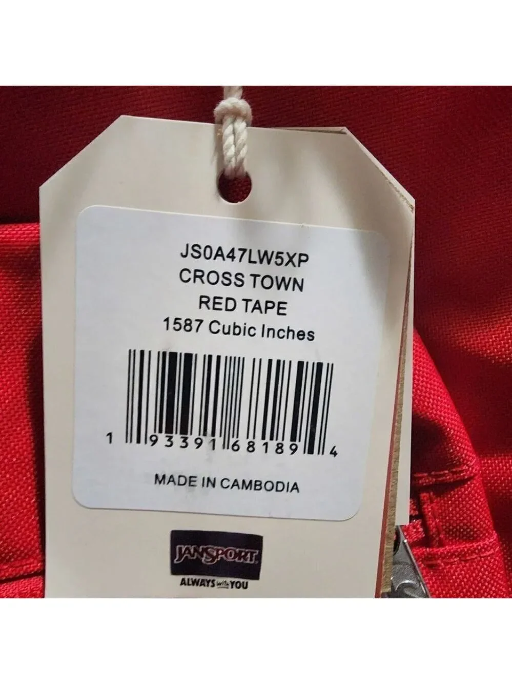 Brand New   Jansport Crosstown Red Tape Bookbag